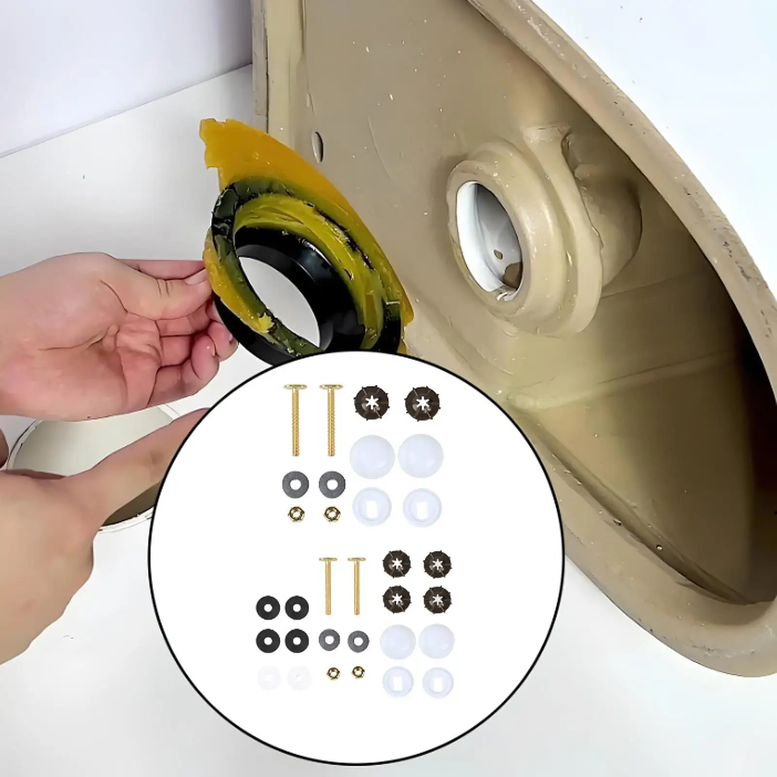 Toilet Bowl to Floor Bolts Kit with 54mm Screws Decorative Caps and Washers for Most Toilet Models Bathroom Fixture Upgrade