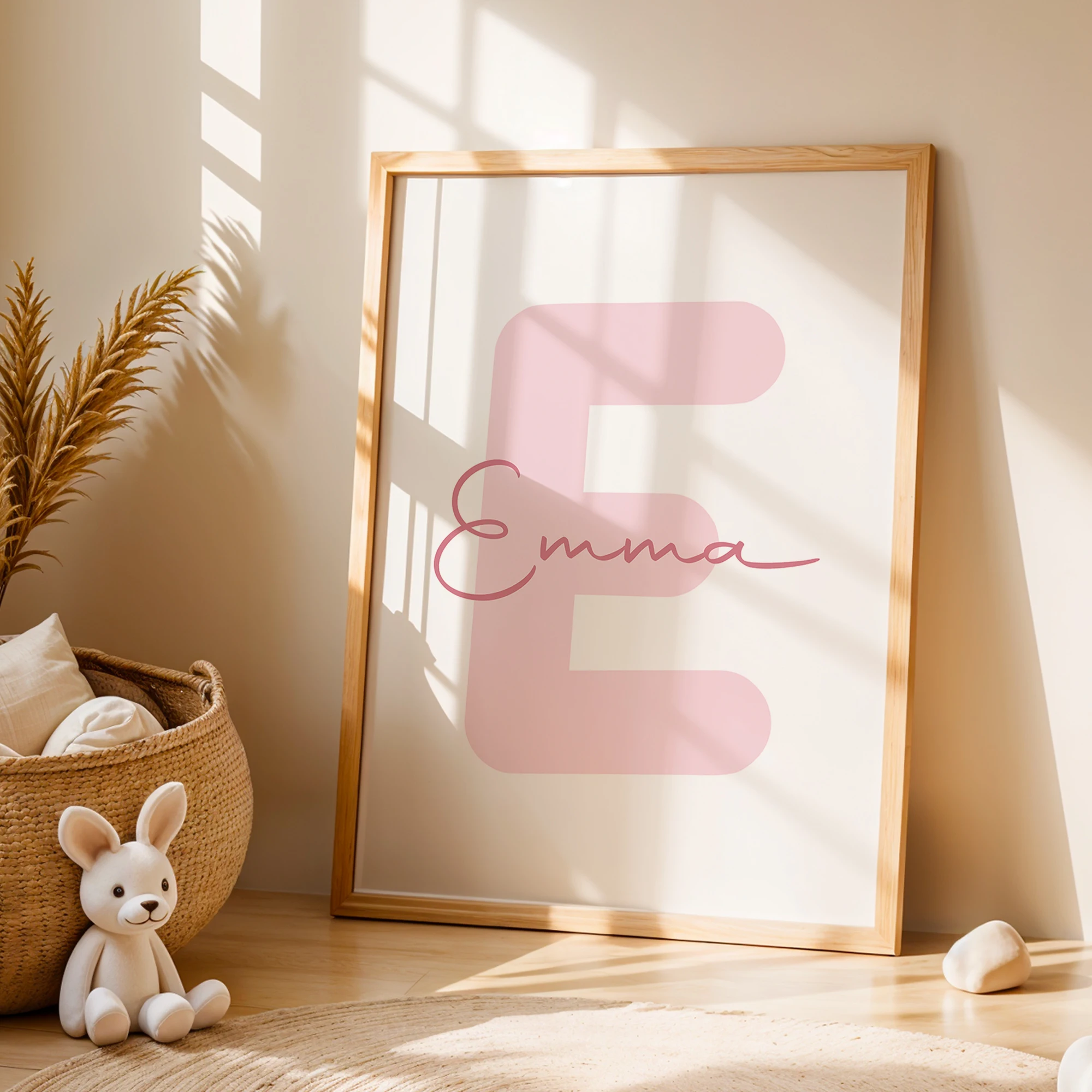 Impresión artística de pared de princesa rosa de dibujos animados con nombre personalizado, cuadro en lienzo, póster, pintura para decoración del hogar y la sala de estar, 3 uds.