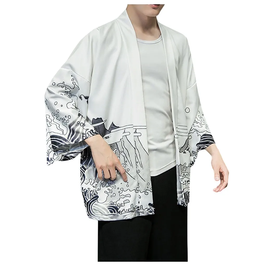 Men\'s Kimono Cardigan Oversize Shirts Popular Pattern Printed Japanese Shirt Yukata Top Anime Costume Fashion Men Clothing 2023