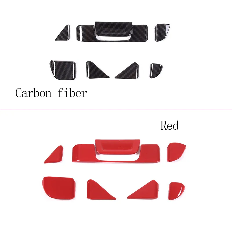 ABS Carbon Fiber/Red For Chevrolet Corvette C8 Z51 Z06 2020-2023 Car Air Conditioning Vents Decorative Stickers Car Accessories
