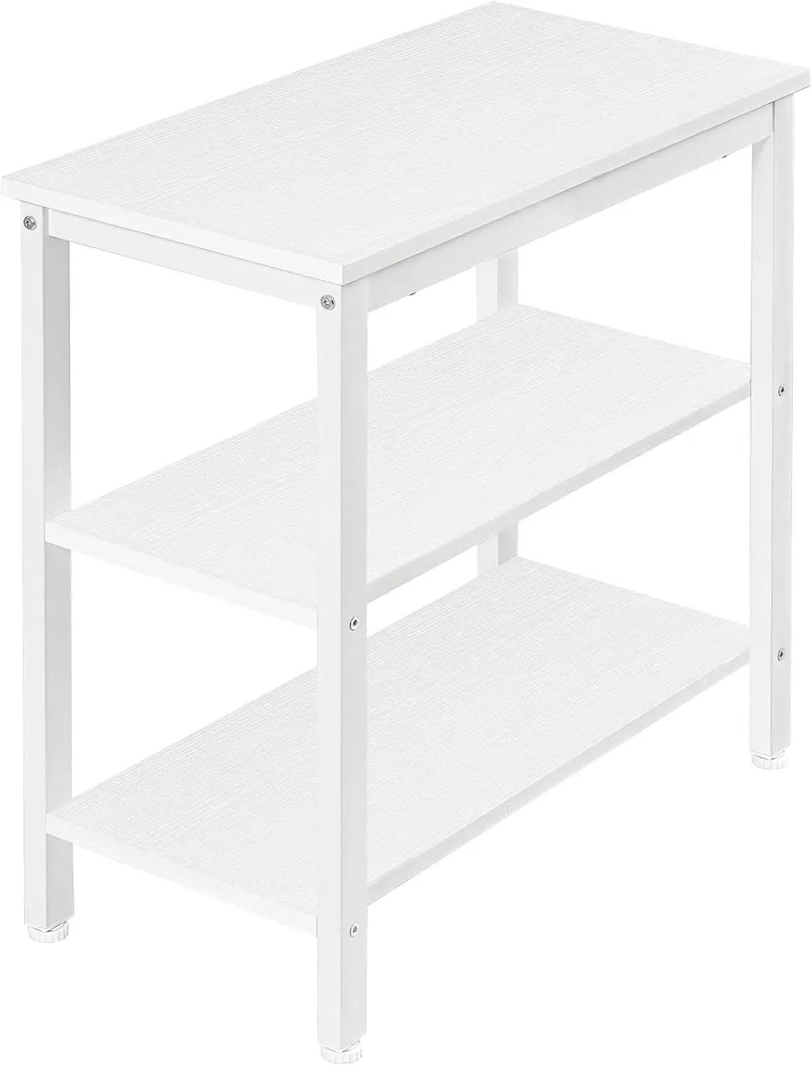 

End Table, Simple Rustic Side Table with 3-Tier Storage Shelf, Narrow Nightstand for Small Spaces, Easy Assembly, for Living