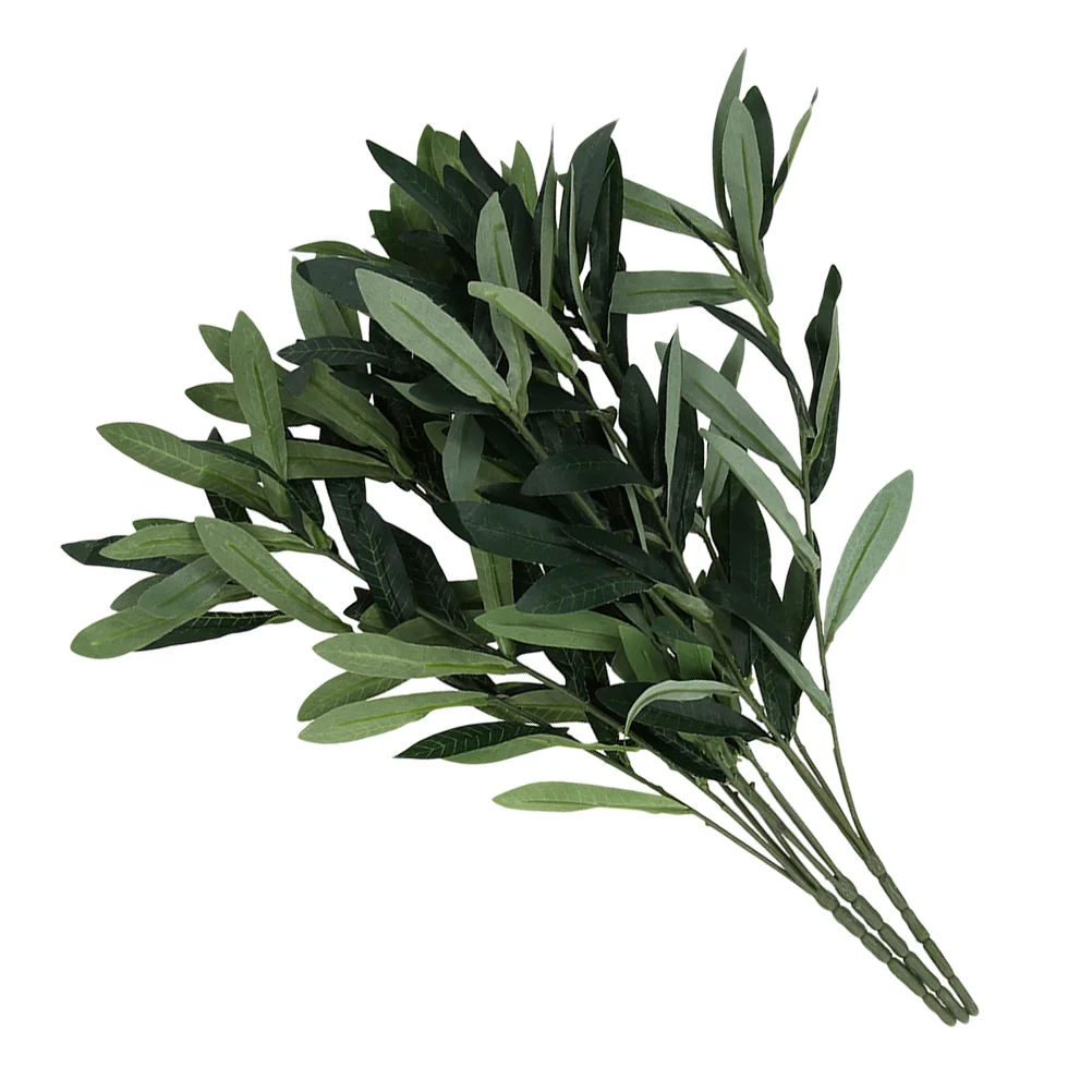 3 Pcs Artificial Olive Leaf Fake Plants Ornaments Tree Dried Flowers Plastic Simulation Leaves Wedding Adorn Faux