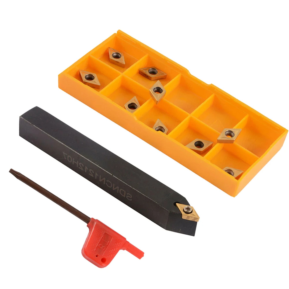 Turning Tool Holder Carbide Inserts Finishing Lathe External M2.5 X6 SDNCN1212H07 Semi-finishing T8 Wrench 10pcs