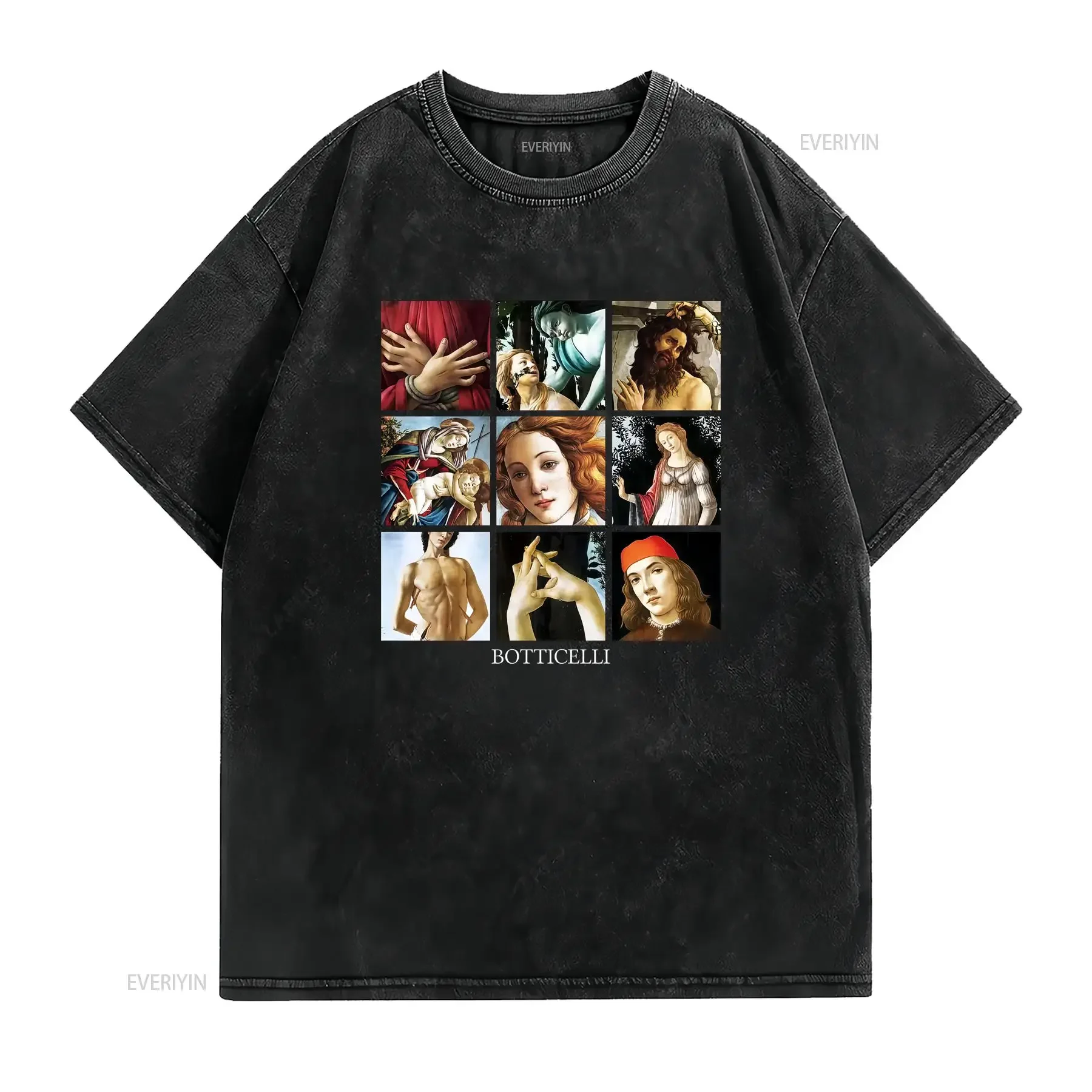 Botticelli Details T Shirt Art History vintage Washed Comfortable graphic fashion Soft Stylish homme Casual streetwear vintage