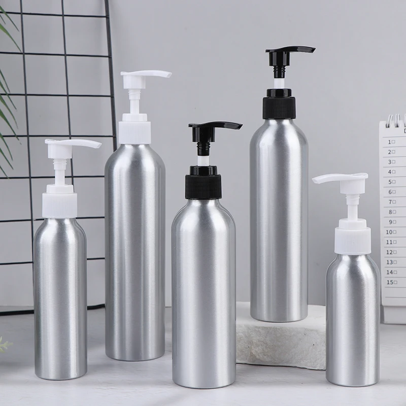 30-150-300ml Spiral Lotion Pump Head Hand Washing Liquid Facial Cleanser Shampoo Aluminum Bottle Lotion Dispenser Empty