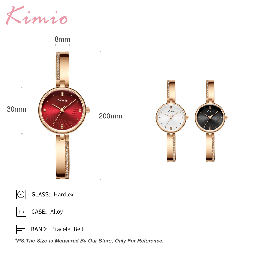 KIMIO 2022 Women Watch Brand Luxury Rhinestone Fashion Simple Round Dial Rose Gold Ladies Quartz Watch Bracelet Female Clock