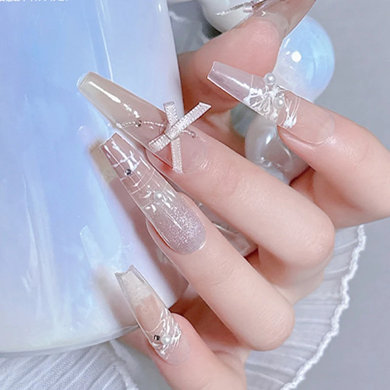 10pcs 3D Lace Bow Ballet Shoes Nail Parts Nail Charm Ribbon Ornaments Bowknot DIY Nail Art Decoration Accessories Manicure Salon