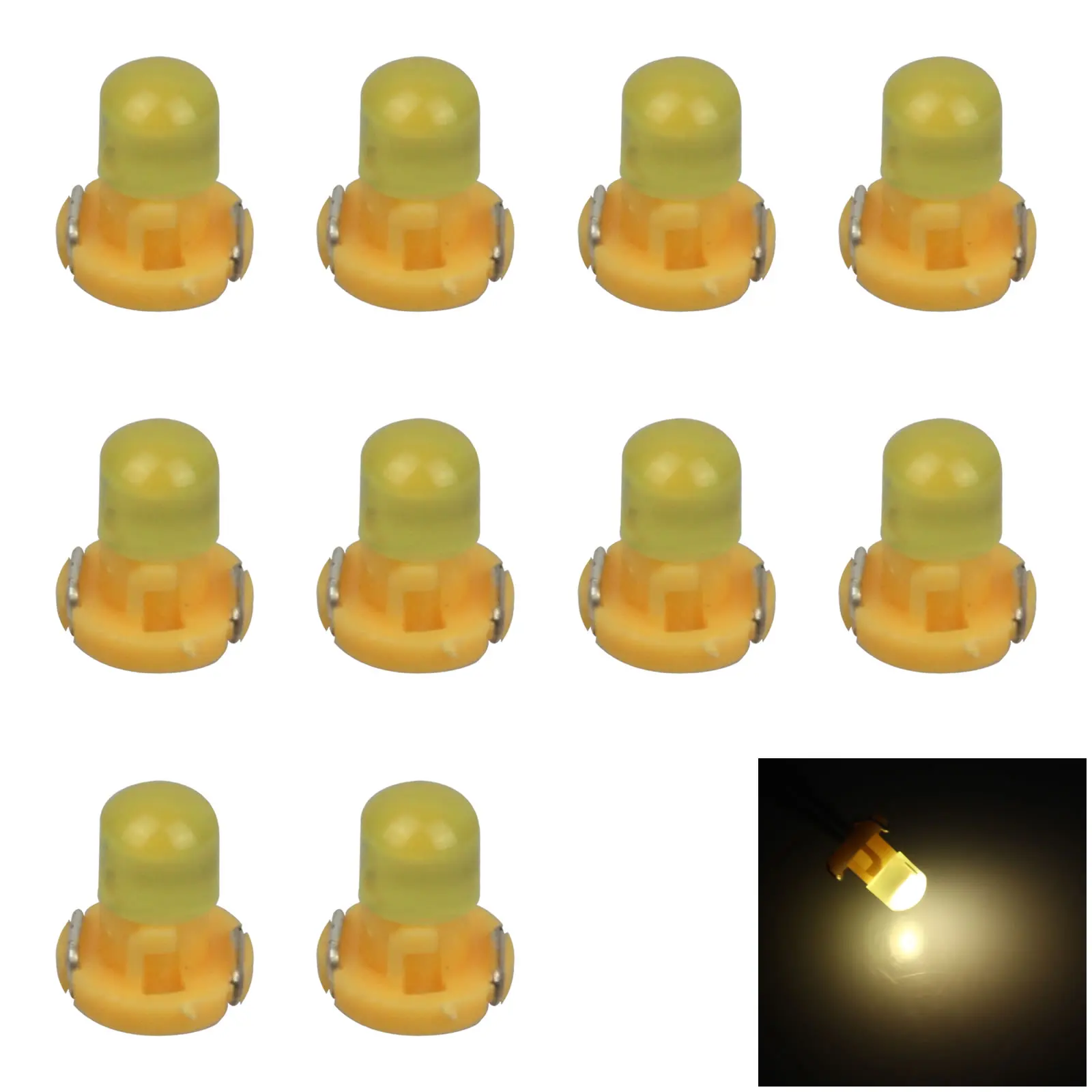 10x Yellow AUTO T3 Lamp NEO Dash Twist Socket HVAC Instrument Light 1 LED 35853-SDA-A01 Z2956