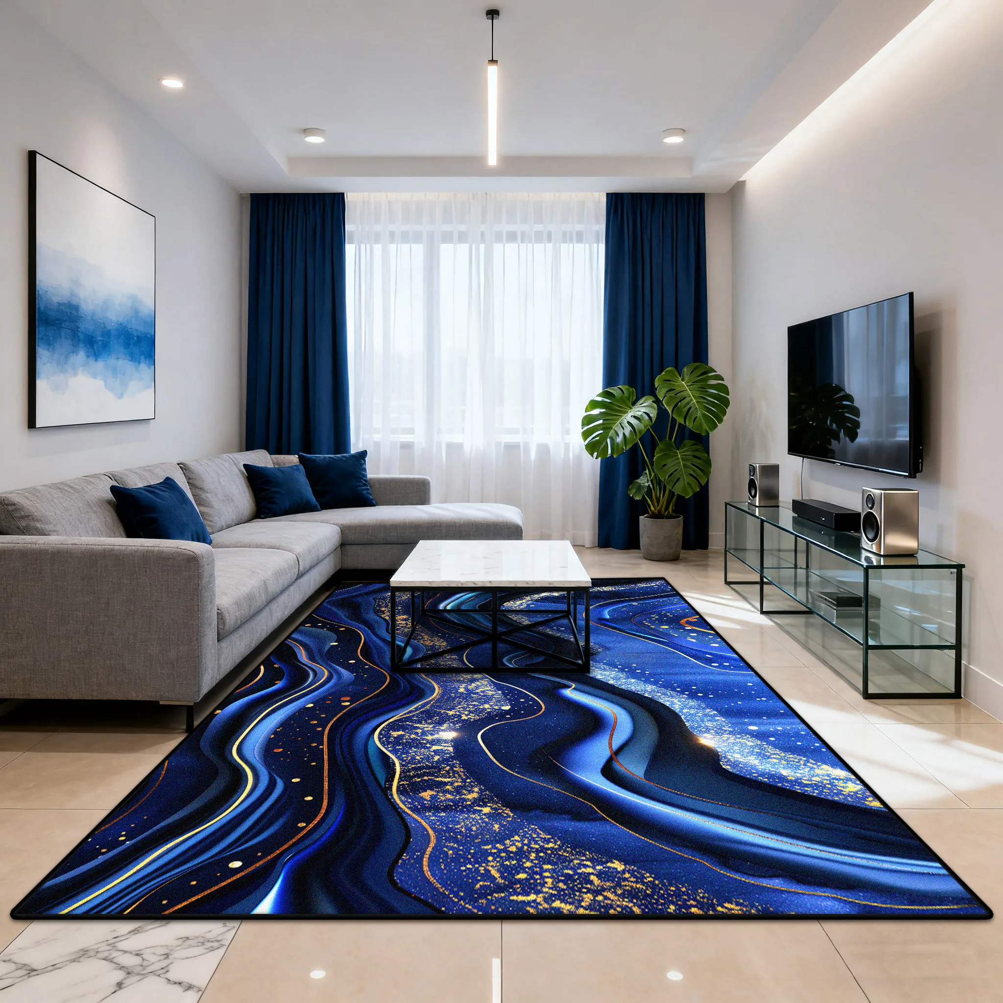 

Modern Abstract Texture Foldable Rug for Living Room Luxury Decoration Bedroom Bedside Plush Carpet Easy Cleaning Soft Floor Mat