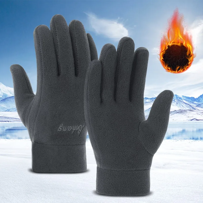 Autumn Winter Outdoors Running Skiing Mittens Men Cycling Women Thermal Fleece Cold Resistance Wind Waterproof Gloves Soft Warm