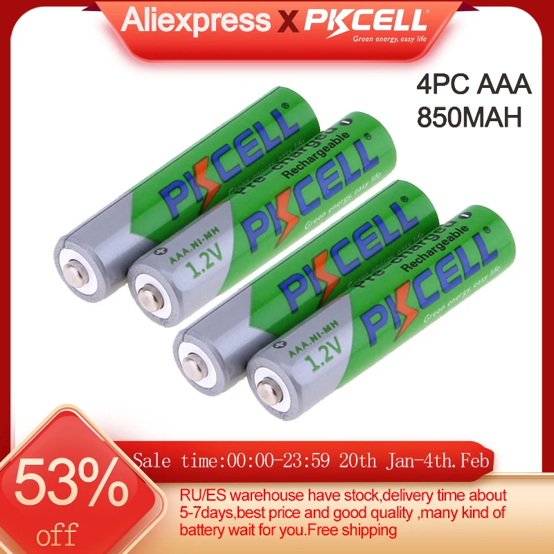 2/4/8/12/28/50Pcs PKCELL AAA Battery 3A 1.2V Ni-MH AAA Rechargeable Battery Batteries low self discharging aaa Batteries 850mAh