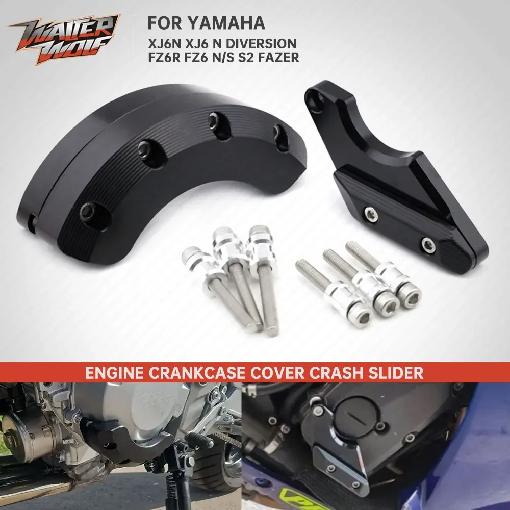 Esquerda e Direita Caixa Lateral do Motor, Cárter Estator Slider para Yamaha FZ6N, FZ6S, Fazer, FZ6R, XJ6N, XJ6N, Protetor de Acidente de Desvio