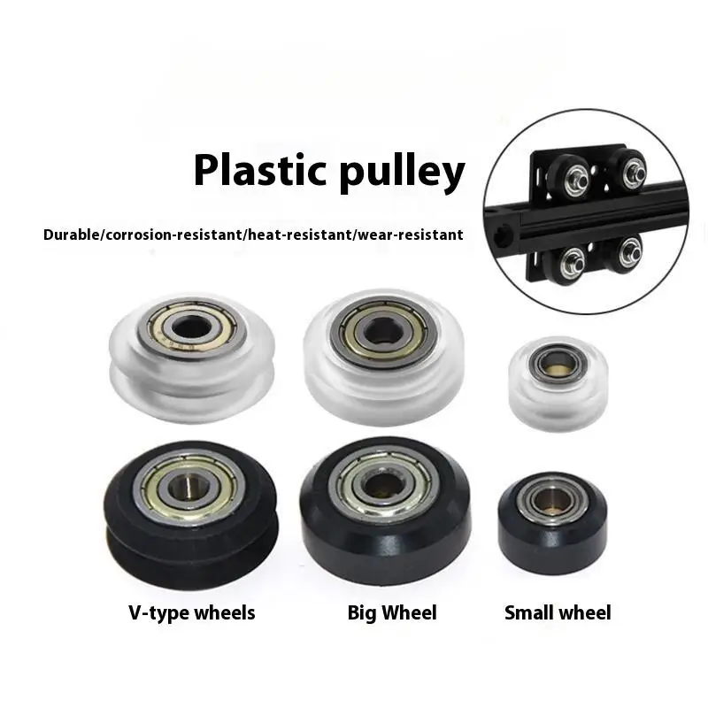 CNC Plastic POM Big Small Wheel With Bearing Idler V-Slot Aluminum Profile Perlin Pulley For 3D Printer Ender3 V2