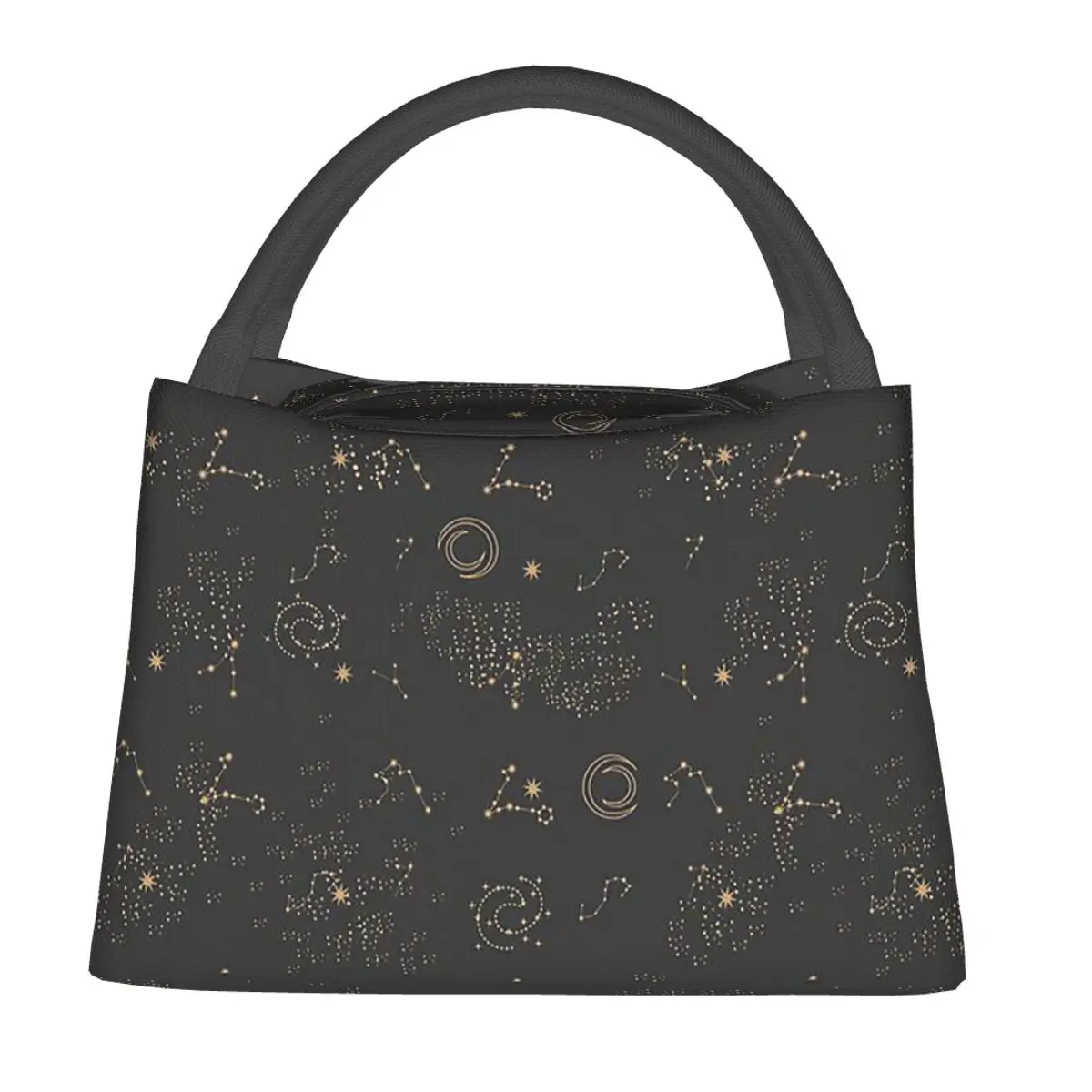 Night Sky Golden Celestial Stars Zodiac Constellations Lunch Bags Bento Box Lunch Tote Picnic Bags Thermal Bag for Woman Office