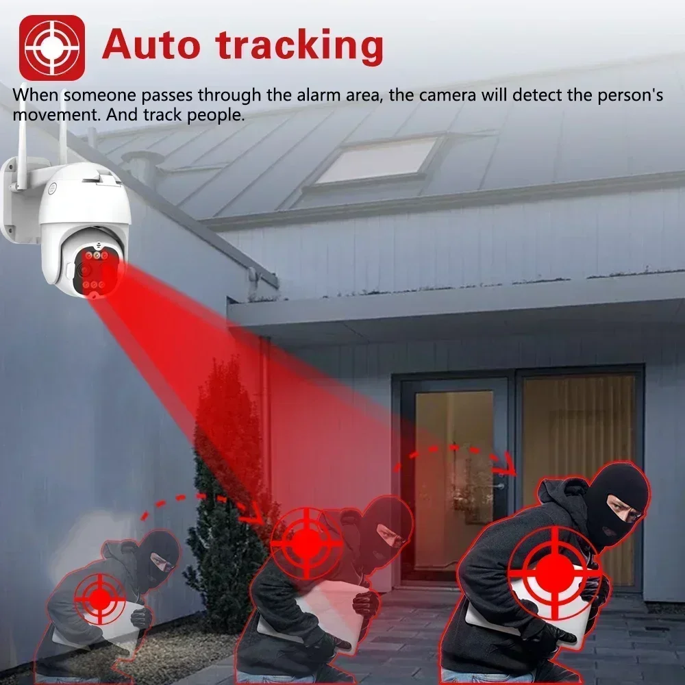 4K عدسة مزدوجة واي فاي كاميرا تلفزيونات الدوائر المغلقة نظام الأمن عدة 8X التكبير 8CH اللاسلكية NVR مجموعة السيارات تتبع CCTV طقم مراقبة الفيديو ICSEE #4