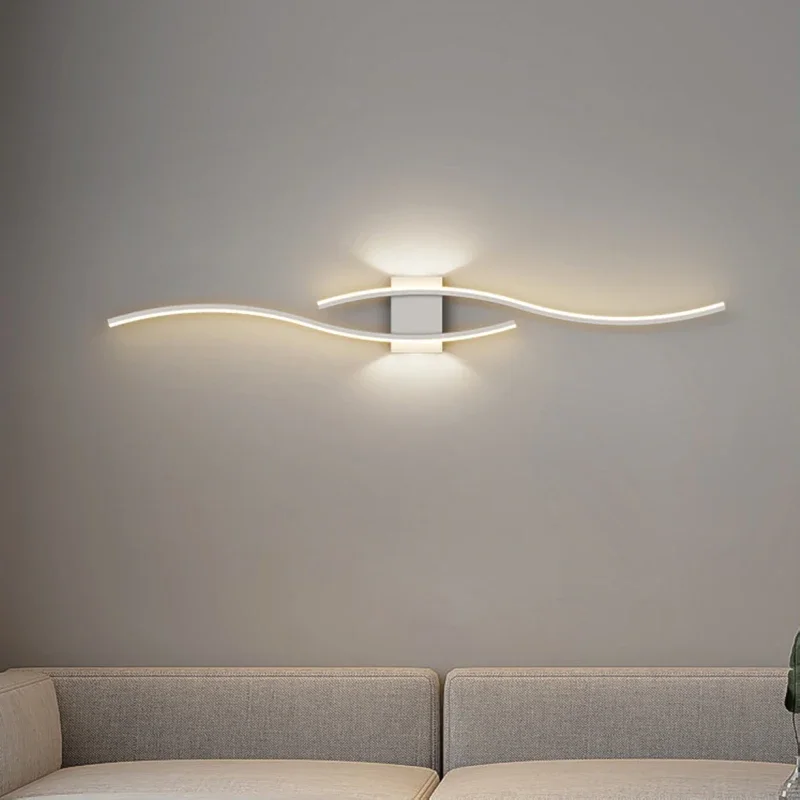 Moderna lâmpada de parede led preto branco ouro fundo luz decorativa para sala estar quarto cabeceira luminária interior arandela