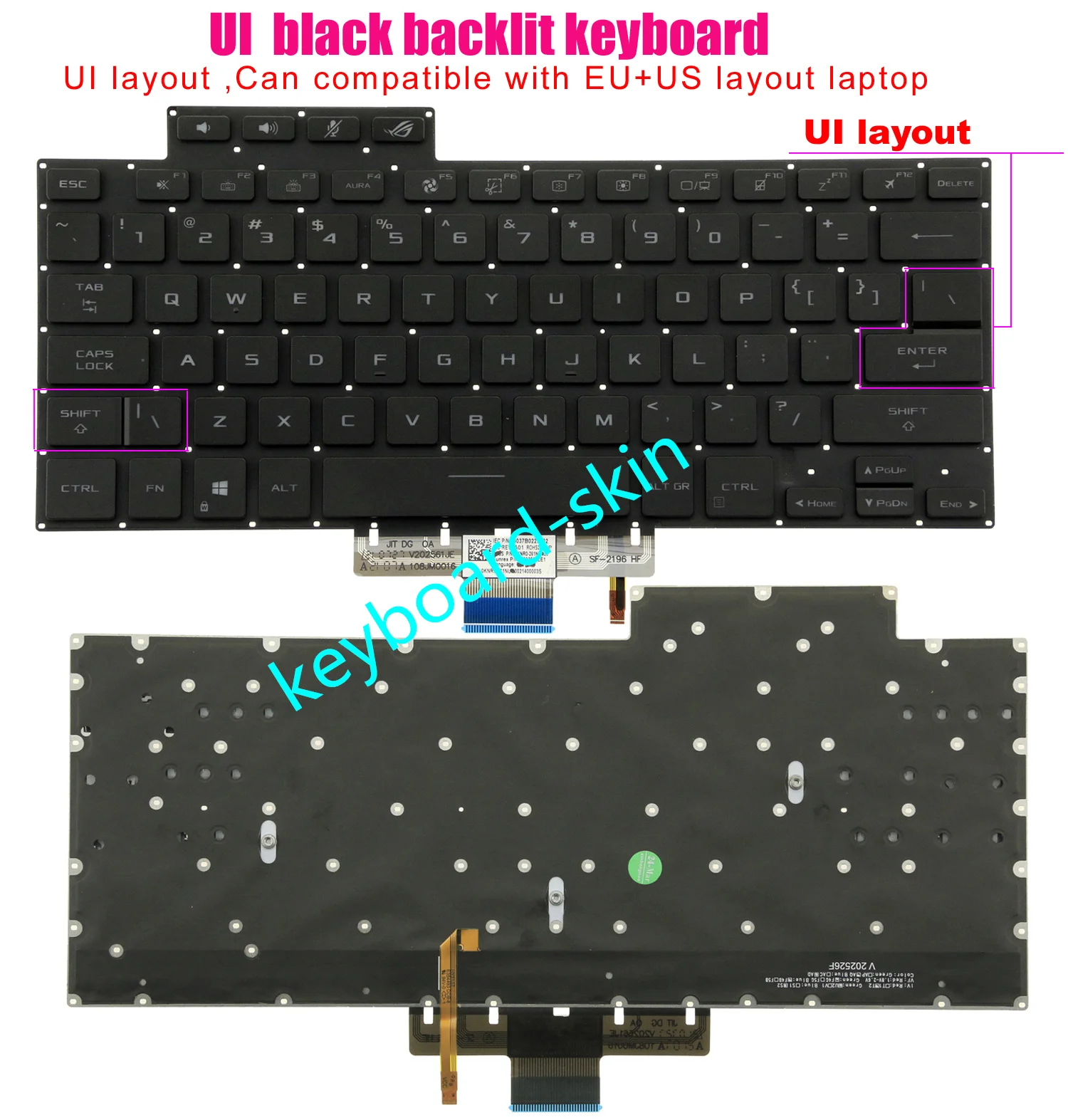 

New US Backlit No-Palmrest Keyboard For ASUS ROG Zephyrus G15 GA503 G16 M16 GU603 GU603H GA503QR GA503R GU603H laptop