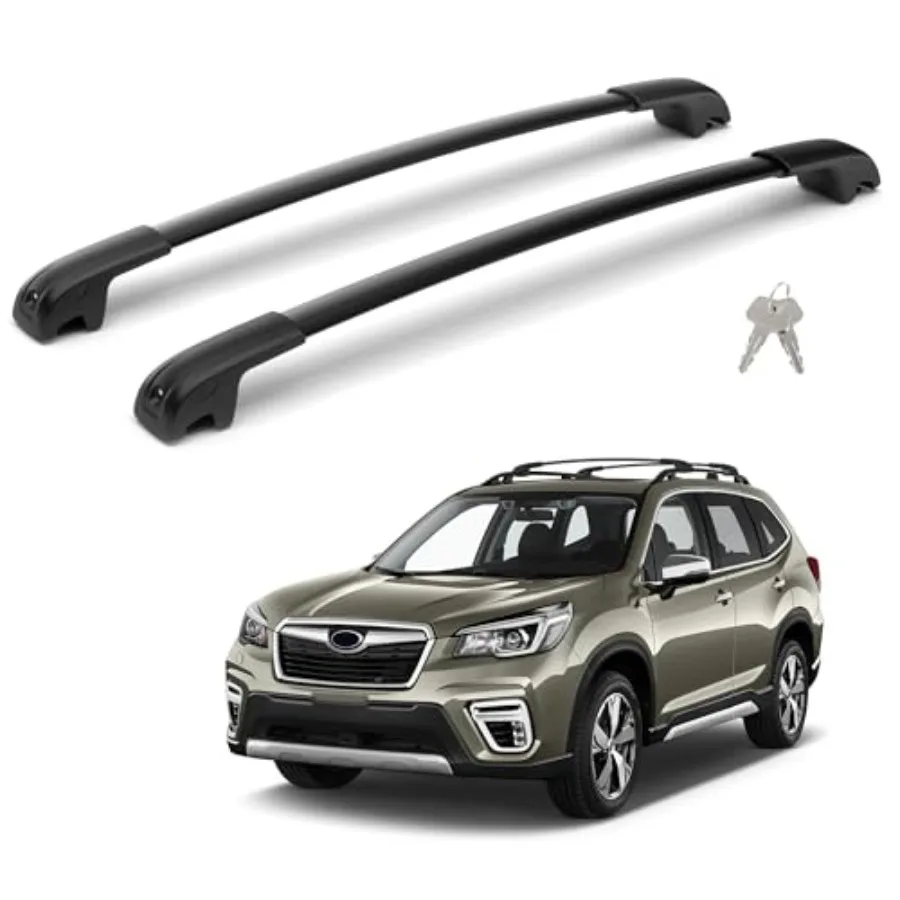 

300lbs Lockable Roof Rack Cross Bars for Subaru Forester 2014-2026 Aluminum Crossbars Black Rooftop Luggage Kayak Bicycles Carg