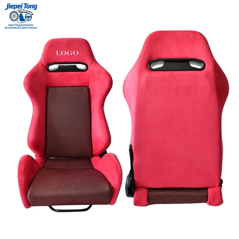 

Universal Red Suede White Embroidered Logo Single Adjustable Double Slide Modified Seat