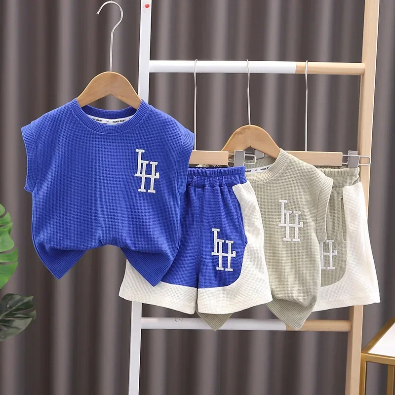 

New Summer Baby Clothes Set Children Sleeveless Vest Shorts 2Pcs/Set Toddler Boys Clothing Infant Casual Costume Kids Tracksuits