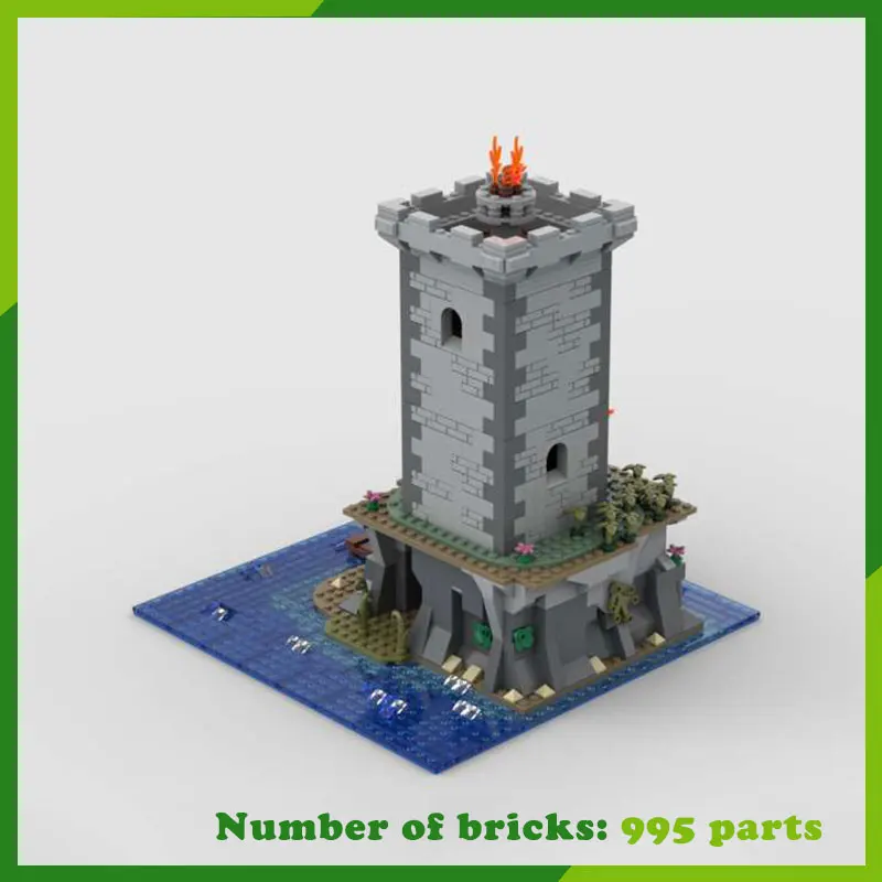 MOC Building Blocks Medieval Island Lighthouse Modular Architectural Model DIY Bricks Creative Assemble Toys Xmas Gifts 995PCS