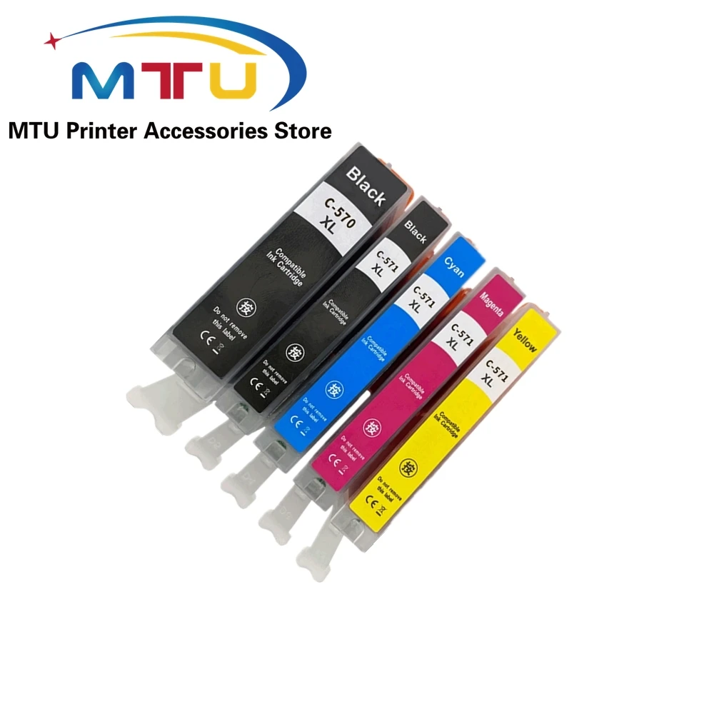 1Set 5Colors PGI-570 CLI-571 PGI570 CLI571 Ink Cartridge for Canon PIXMA MG5750 MG5751 MG5752 MG5753 MG6850 MG6851 TS5050