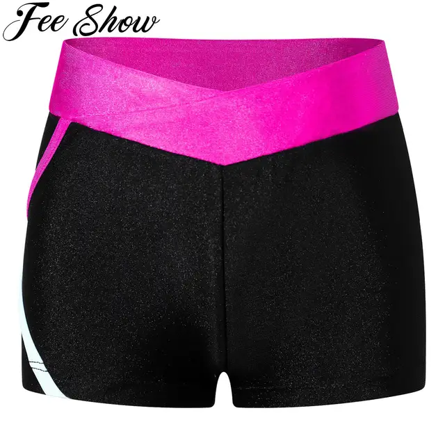 Pantalones cortos deportivos con contraste de Color para niñas, pantalón corto informal de verano, pantalones cortos, ropa de práctica de baile y gimnasia de Ballet, pantalones cortos