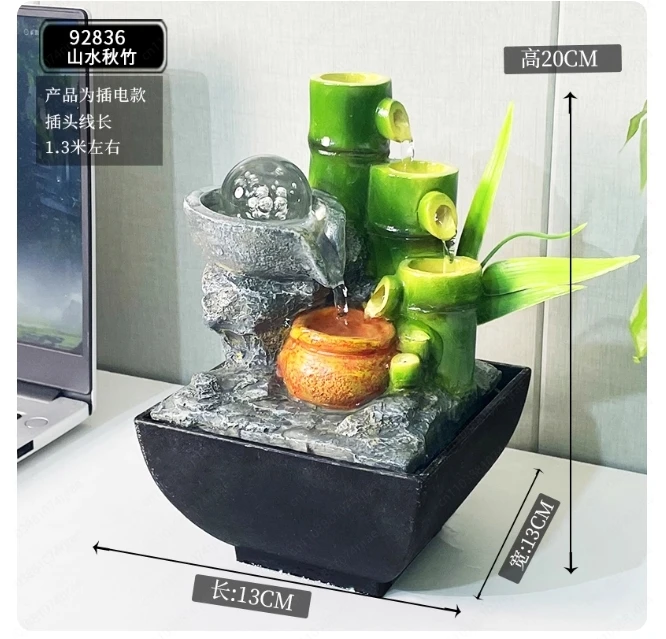 سطح المكتب الصغير نافورة الماء تشغيل زخرفة تعميم توليد المياه المال المرطب مكتب غرفة المعيشة عجلة فنغ شوي