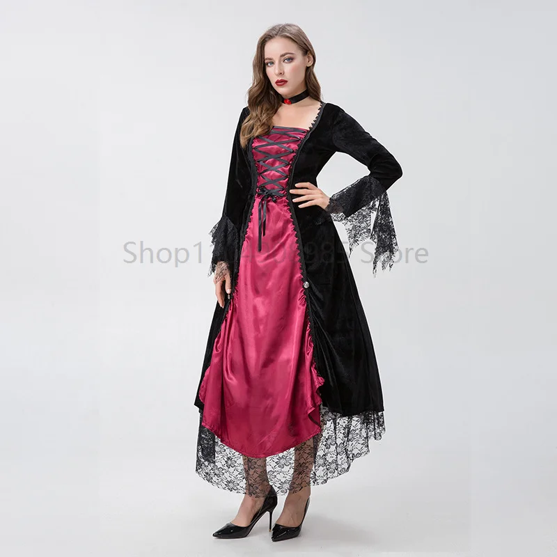 

Lace Vintage Court Dress Women's Cosplay Vampire Queen Makeup Ball Performance Costume Stage Clothing