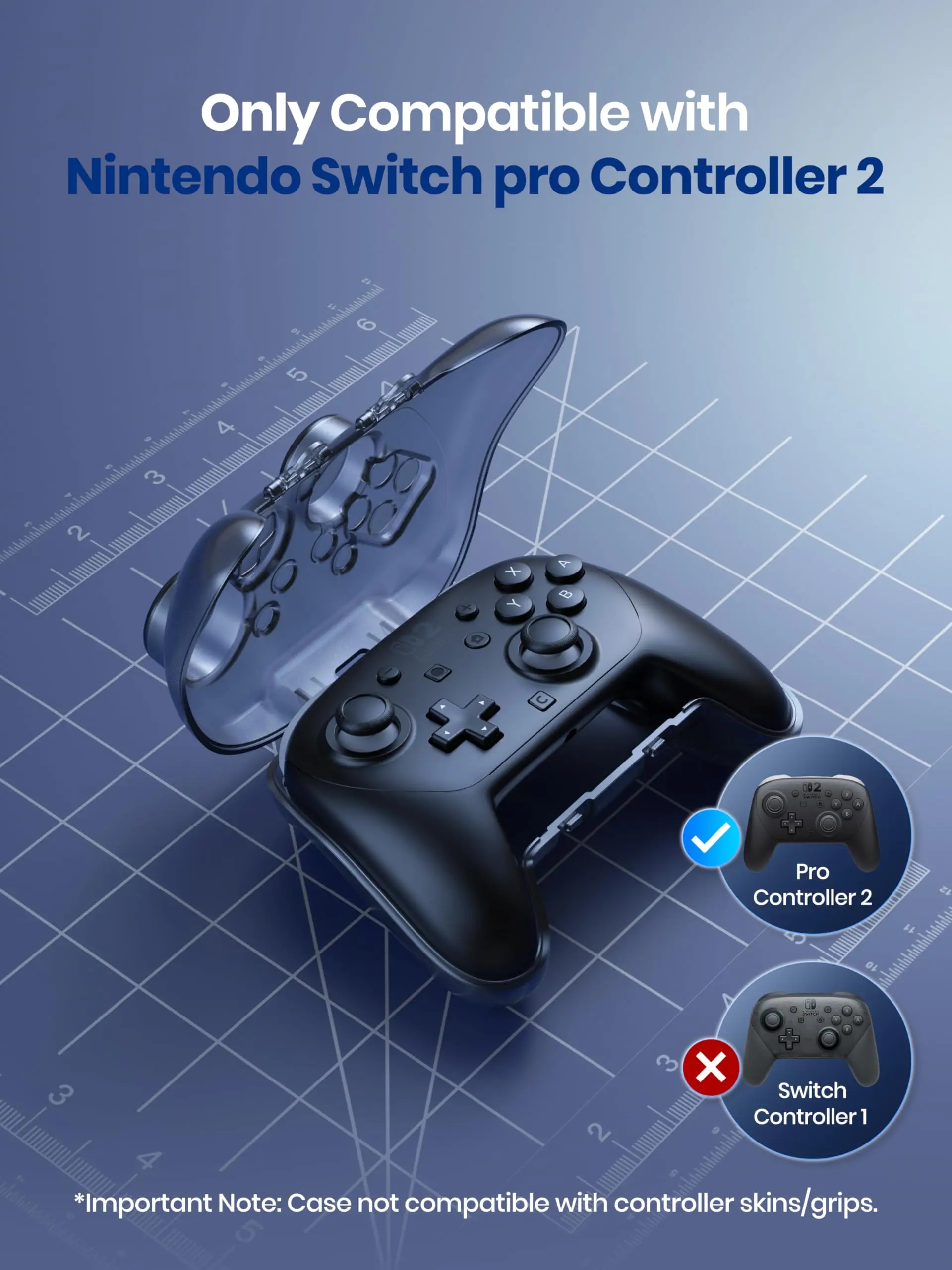 NEWDERY Hard Carrying Case for Nintendo Switch 2 Pro Controller Protective Travel Organizer with Frosted Anti-Scratch Finish view 3
