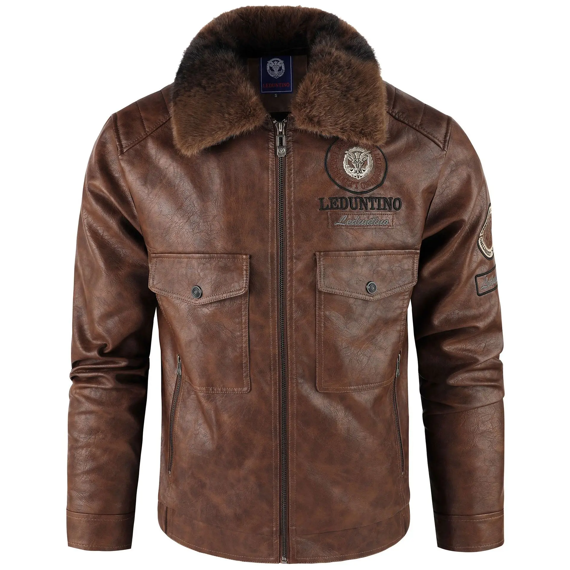 New Fashion Men Autumn Fur Collar Leather Jackets Man Trendy Casual Leather Coats Male Motorcycle PU Leather Jackets Coats 3XL