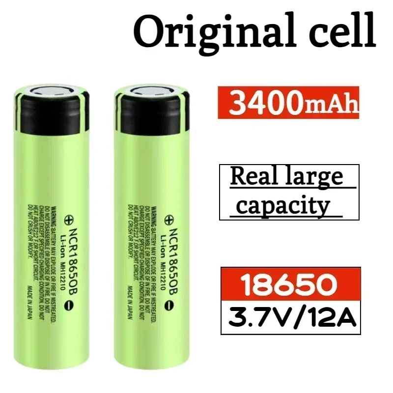 100% Original New 18650 Rechargeable Battery 3400mAh 3.7V 12A NCR18650B for Electric Tools LED