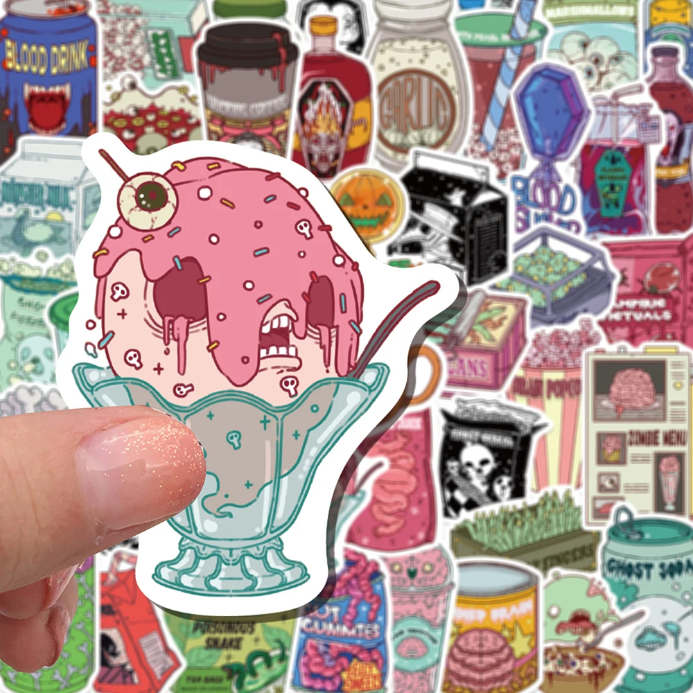 10/30/50pcs Horror Zombie Food Stickers Gothic Graffiti Bike Skateboard Laptop Waterproof Cool Sticker Toys Gifts
