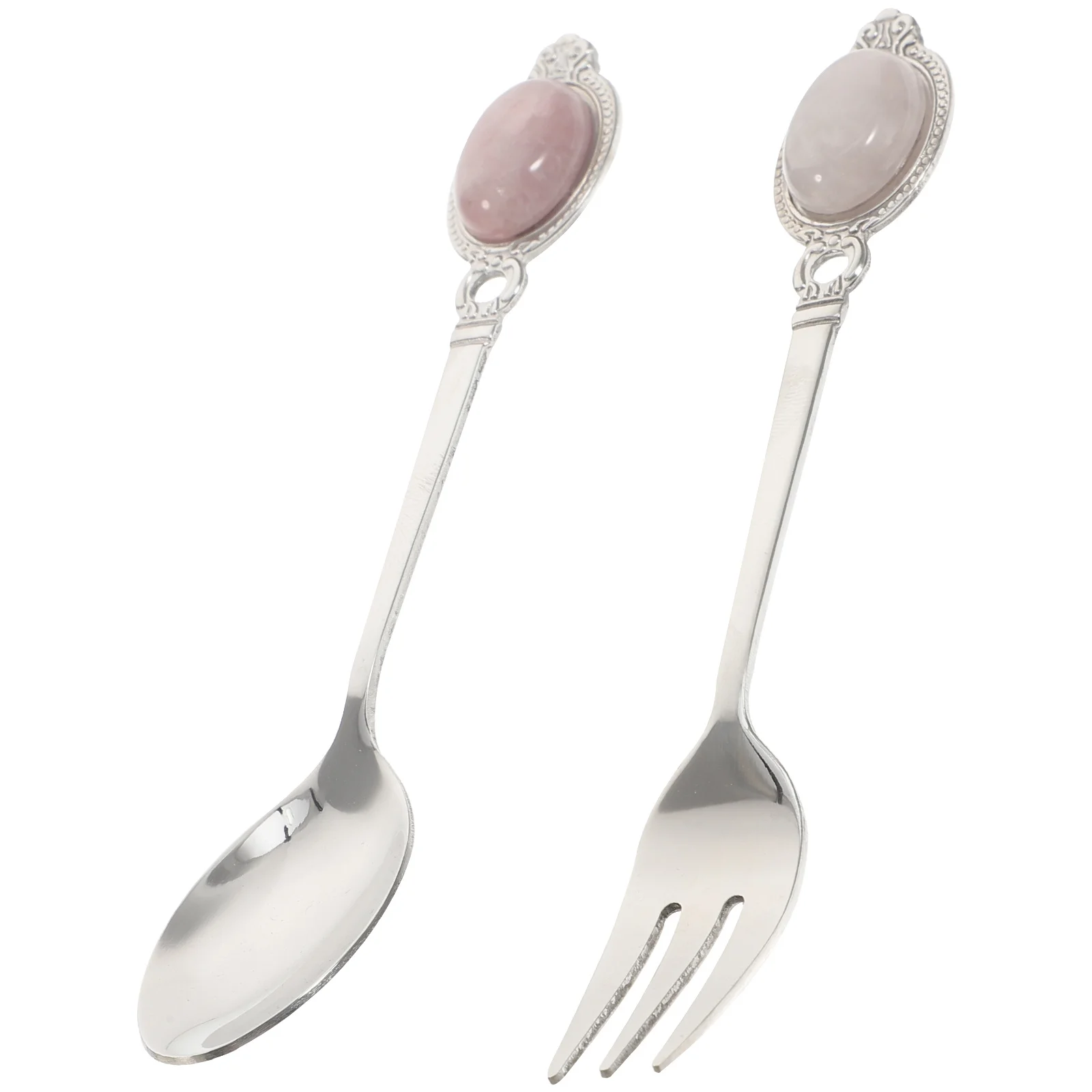 

1Set Wear-Resistant Crystal Stone Multi-Function Dessert Spoon Appetizer Fork Tableware for Home Party Restaurant Hotel