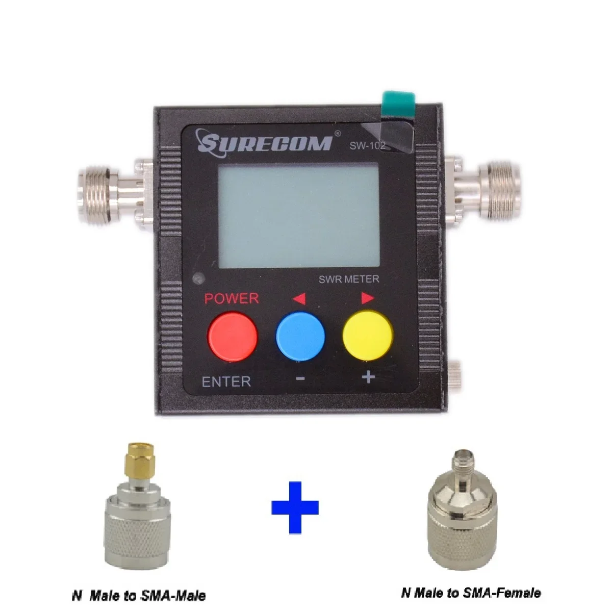 ตัวนับความถี่ของเครื่องวัดความถี่แบบดิจิตอล SW102และอะแดปเตอร์เชื่อมต่อ RF 2ตัว125MHz ~ 520MHz แฮมเครื่องมือทดสอบวิทยุ