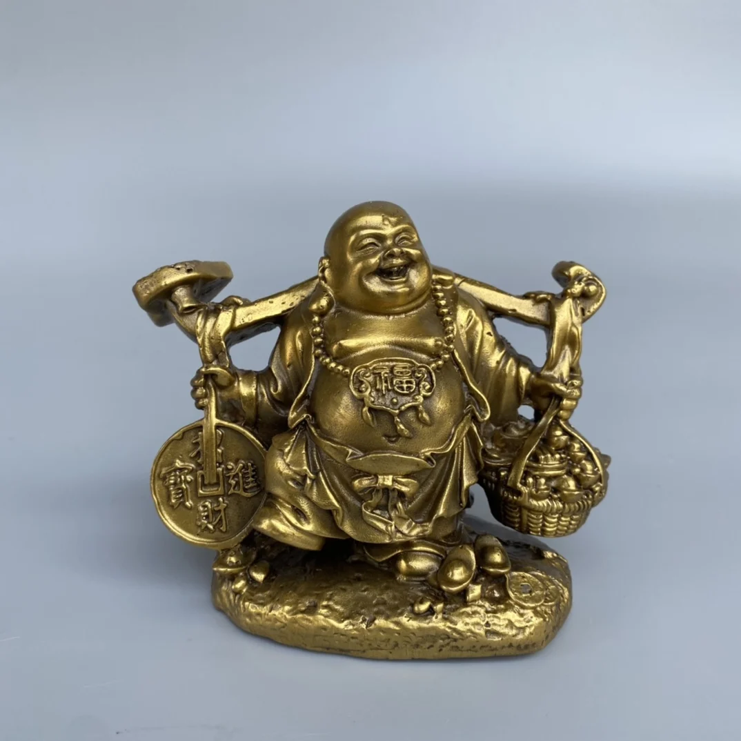 Pure Copper Coin Buddha Statue Elegant Home Décor for Living Room Entryway Exquisite Offering Figurine for Spiritual Decoration