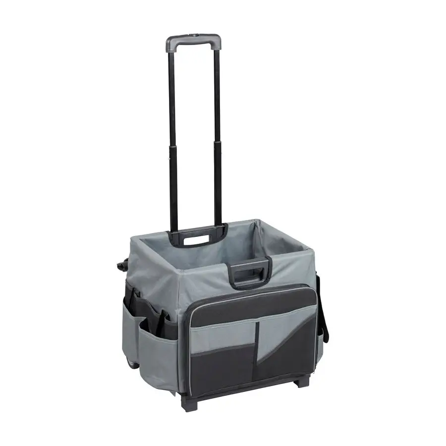 

Universal Rolling Cart with Canvas Organizer Bag, Mobile Storage, Black Grey