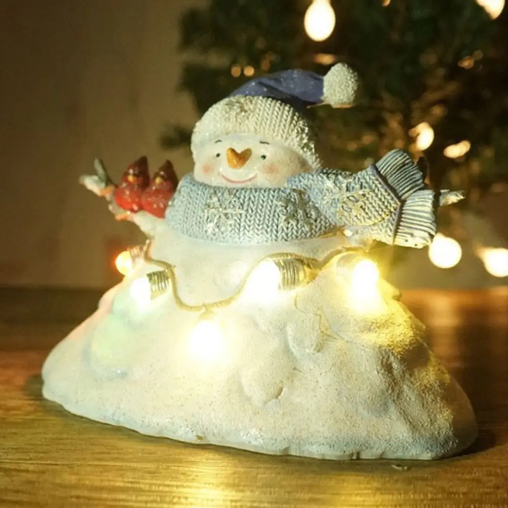 

Cute Christmas Decorations Sculpture Cartoon with Light Snowman Statue Nightlight Glowing Snowman Figurine Venue Layout Props