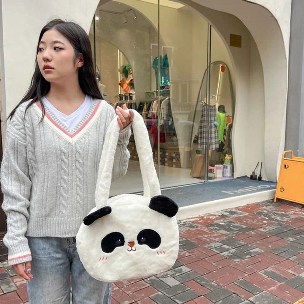 Plush Panda Backpack Adjustable Korean Style Animal Students School Bag Shoulder Bag Stuffed Bags Cartoon Messaage Bag Outdoor