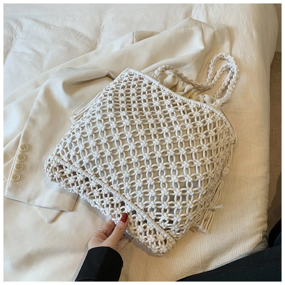 Summer Straw Woven Bag for Women Handbags Handmade Raffia Beach Boho Shoulder Bag Large Tote Bag Tassel Shopping Bag Bolsas 2024