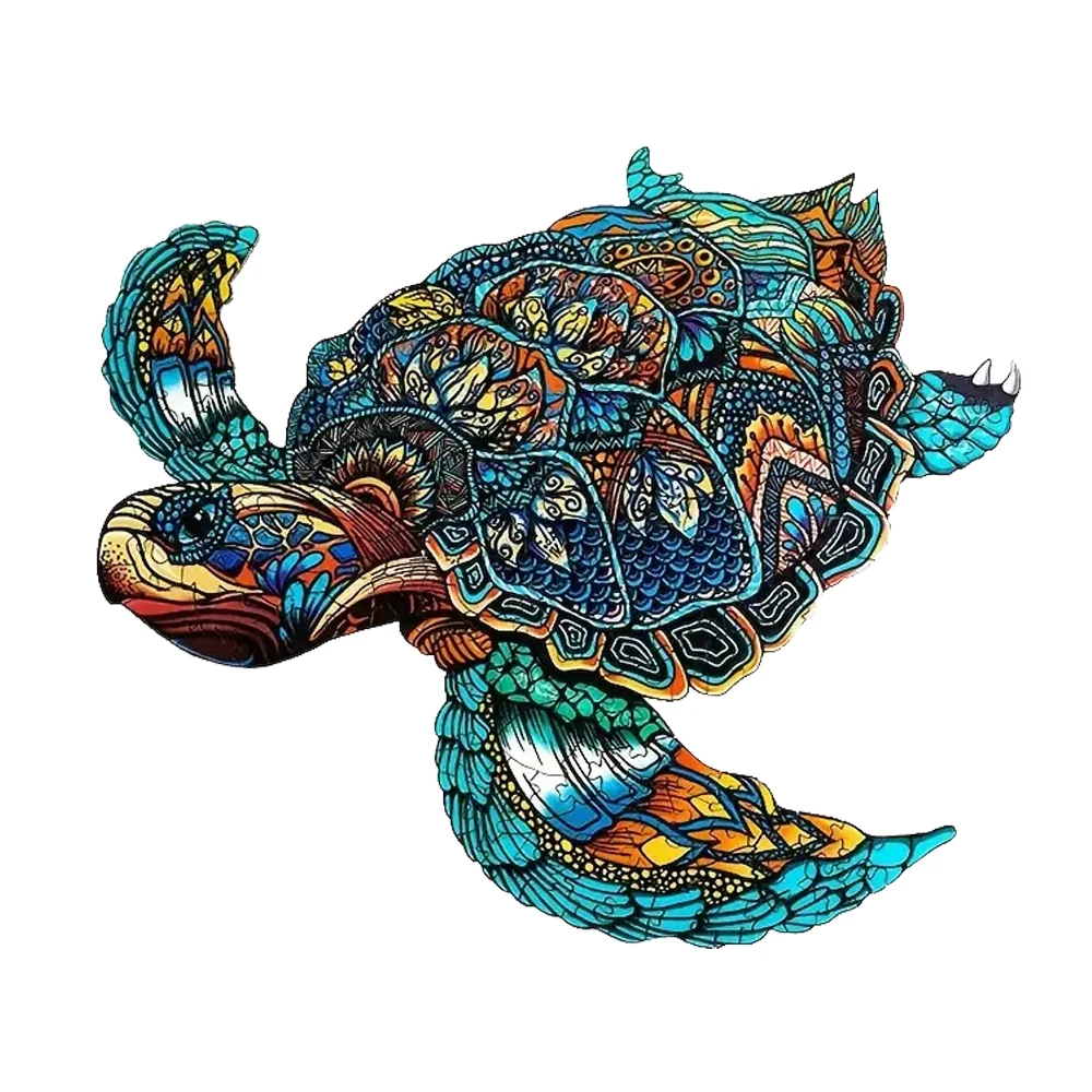 Turtle  Wooden Jigsaw Puzzles for Adults Kids,Animal Shaped Pieces Jigsaw Puzzles Toys with Package,  Christmas Gift Home Decor