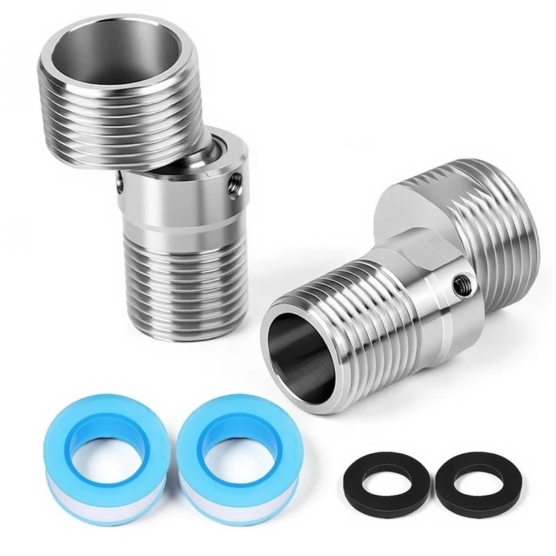 T19C Faucet Mounted Eccentric Shower Corner Screw Adapter 2Pcs Angled Curved Foot 360° Wall Rotatable Angle Adjustment