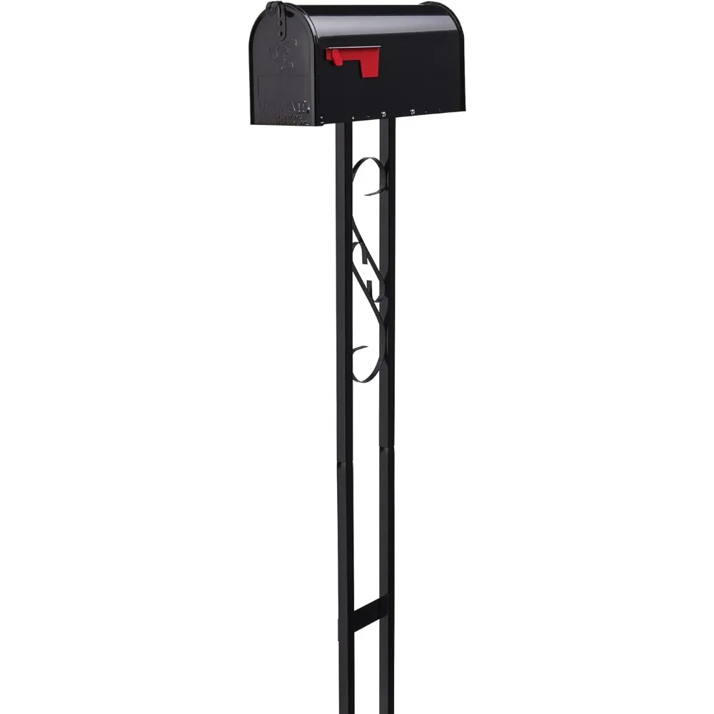 

Weather-Resistant Steel Mailbox with Post, Black Medium Curbside USPS Approved for Residential Delivery