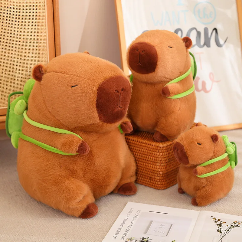 Cute Capybara Plush Toy Stuffed Animals Capybara with Turtle Backpack Soft Doll Kids Toys Birthday Christmas Gift