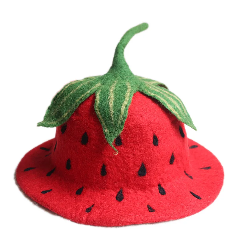 شخصية الشارع نمط الفراولة قبعة قبعة صوفية للرجال والنساء الإبداعية الأناناس هدية الأزياء التبعي قبعة #4