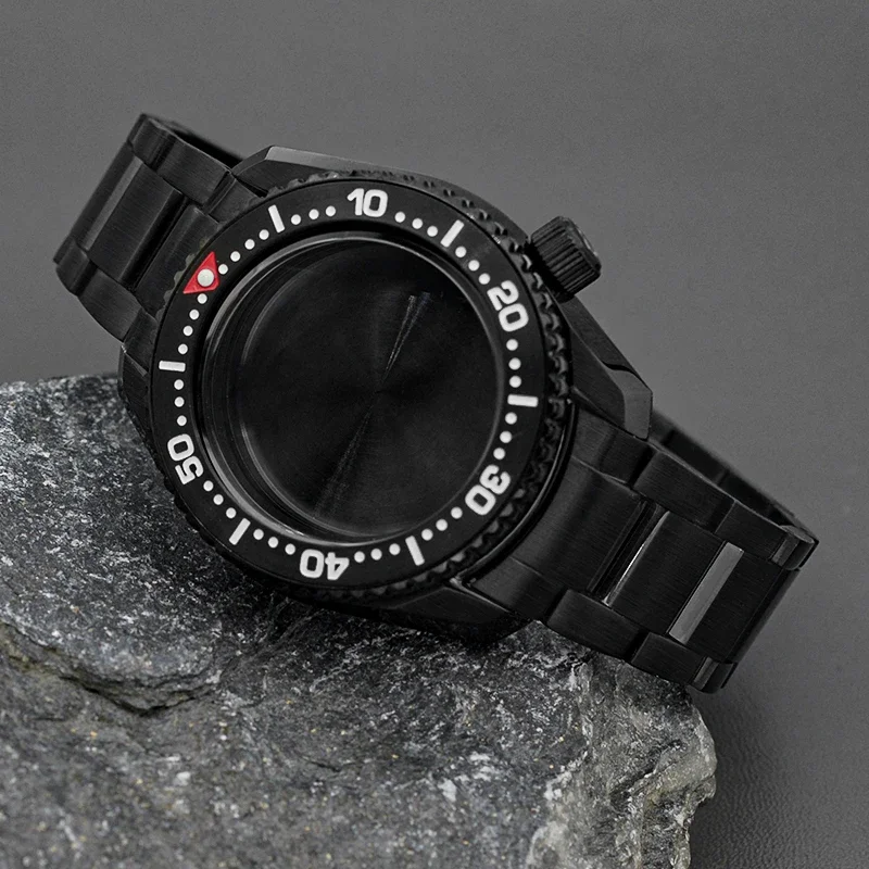 Black Watch Case and Bracele Strap Fit SPB185/187 Diver Watch for NH35 NH36 Automatic Movement 200M Waterproof Sapphire Glass