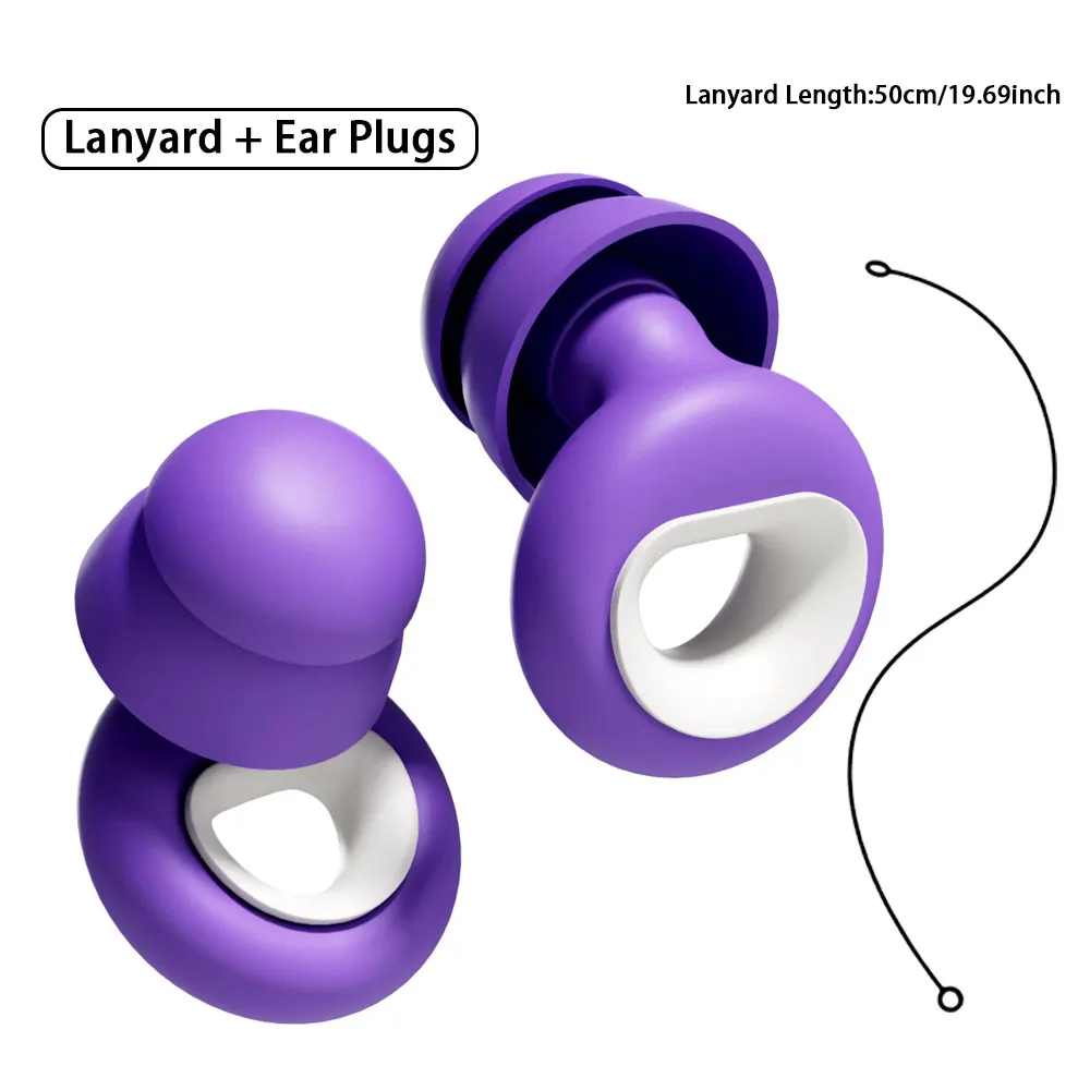 Silicone Double-Layer Earplugs with Lanyard Water Adventure Earplug Prevents Loss Ideal for Swimming And Water Activities