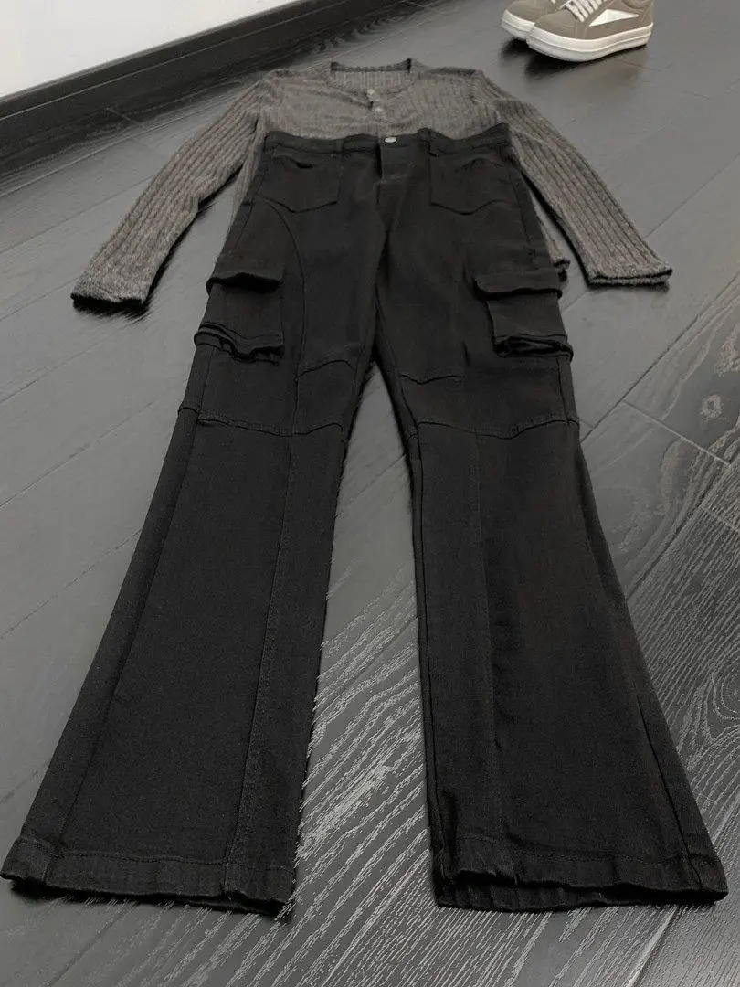 Cleanfit Camouflage Straight Leg Jeans Men's American High Street Style Slim Fit Bootcut Pants Wear Resistant mid Waist Zipper