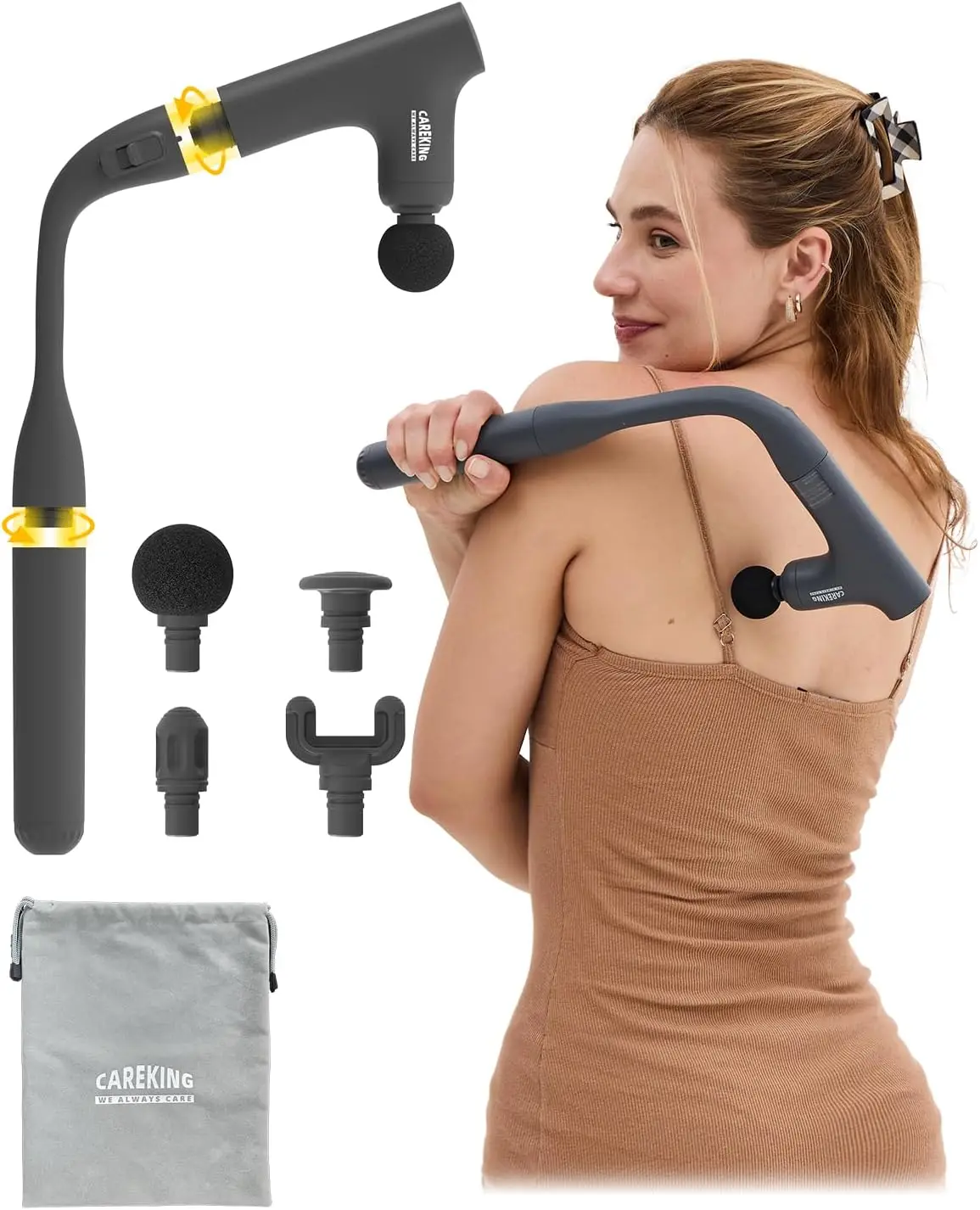 

3-in-1 Convertible Massage Gun with Extended Handle for Deep Tissue Relief, Neck Shoulder Back Pain