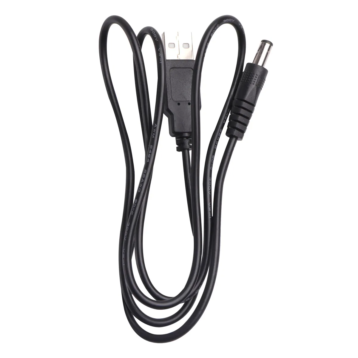 1M Black USB A Male to Dc 5.5mm Barrel Plug Power Supply Cable 5V Output for Tablets Laptops USB Chargers Wall Car Ports